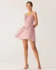 Pink Floral Ruched Corset Slip Mini Dress sold by rihoas