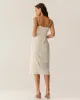 Beige Textured Beaded Slip Midi Dress sold by rihoas