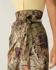 Khaki Floral High Waisted Wrap Midi Skirt sold by rihoas