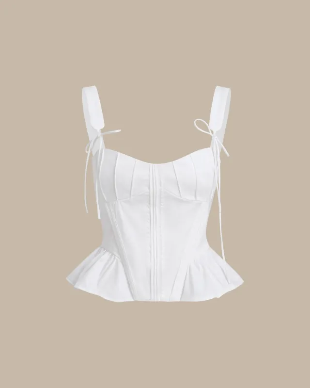 White Ruched Ruffle Cami Top sold by rihoas