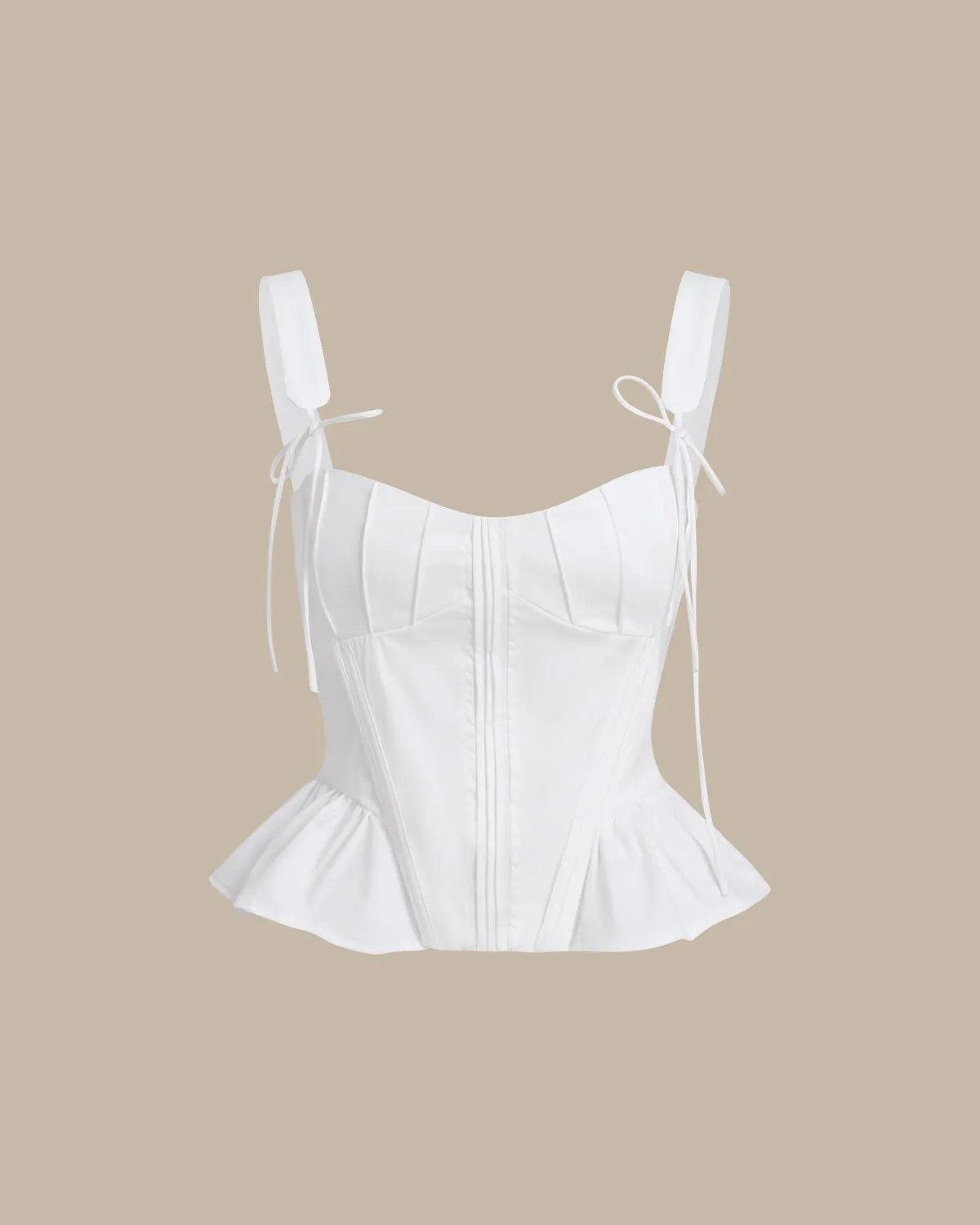 White Ruched Ruffle Cami Top sold by rihoas