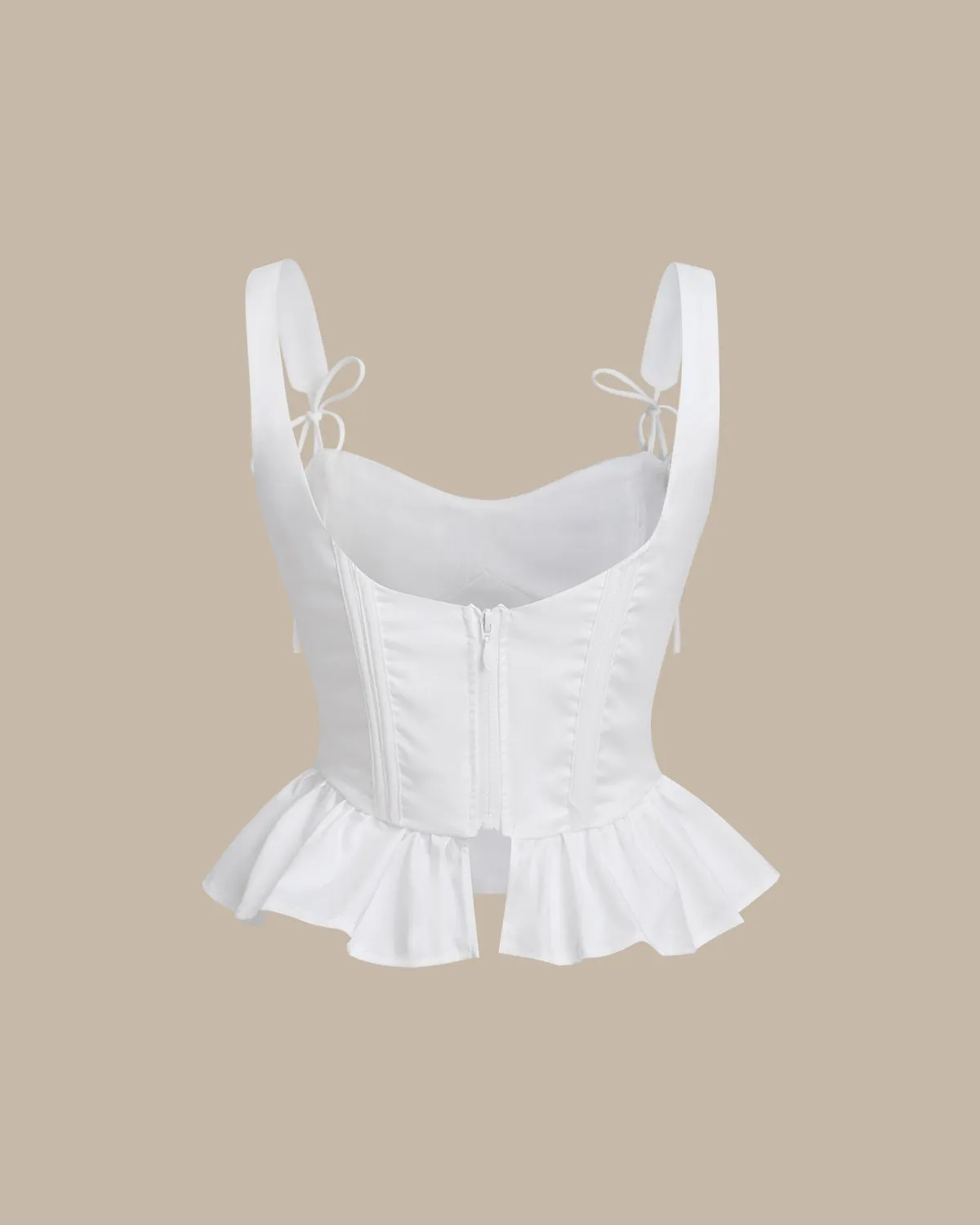 White Ruched Ruffle Cami Top sold by rihoas product image thumbnail 2