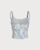 Blue Floral Ruched Cami Top sold by rihoas