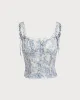 Blue Floral Ruched Cami Top sold by rihoas