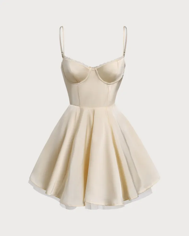 Apricot Sweetheart Neck Slip Pleated Mini Dresses sold by rihoas