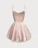 Pink Sweetheart Neck Slip Pleated Mini Dresses sold by rihoas