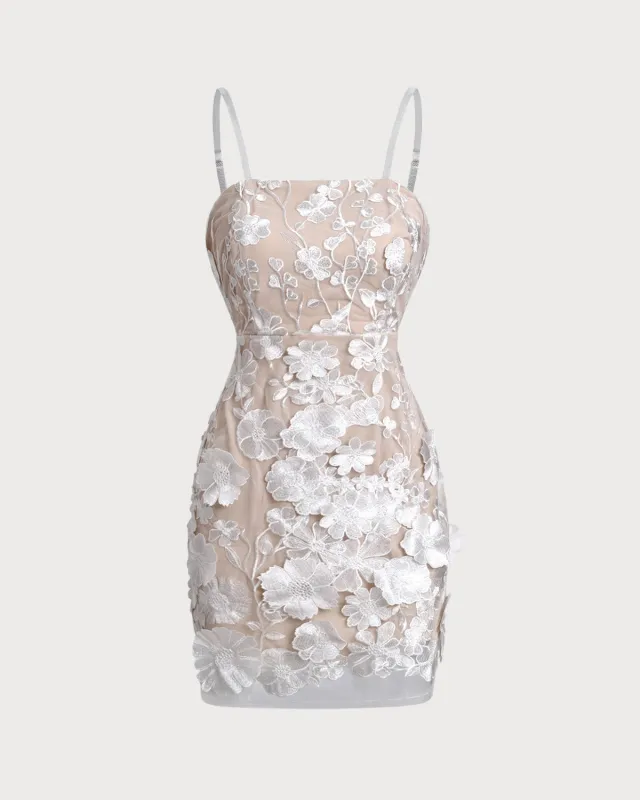White Floral Bodycon Slip Mini Dress sold by rihoas