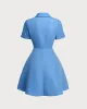 Blue Button Pleated Mini Dress sold by rihoas