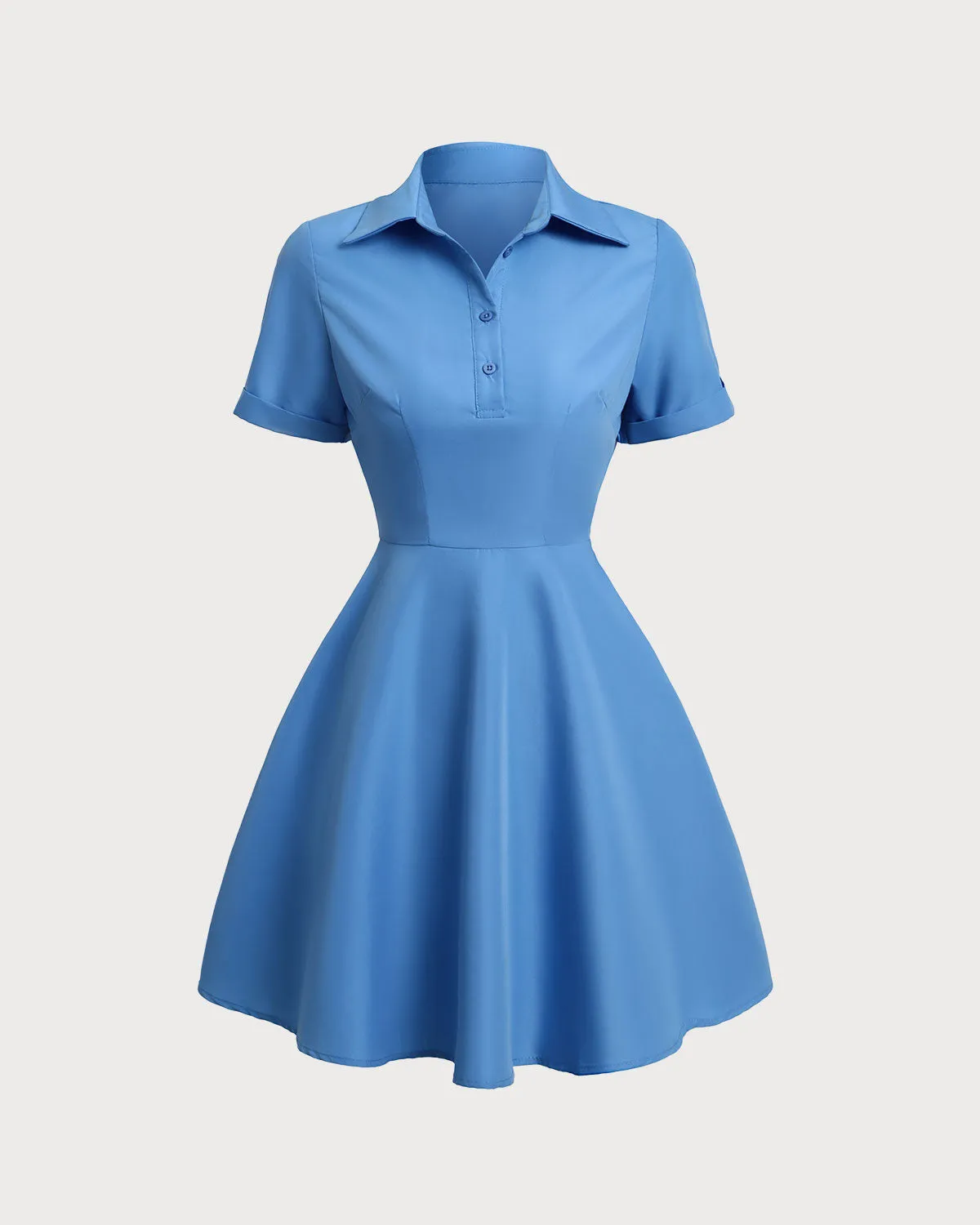 Blue Button Pleated Mini Dress sold by rihoas