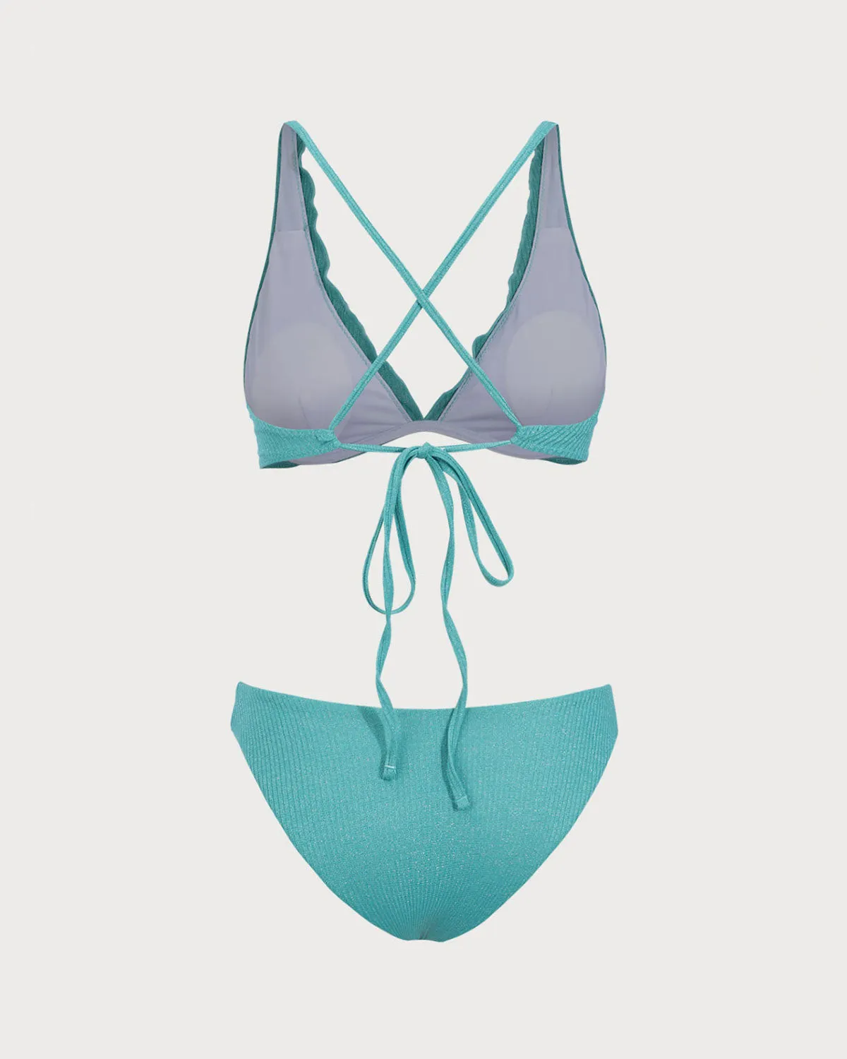 Green Lurex Criss-cross Underwire Bikini Set sold by rihoas product image thumbnail 2