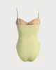 Yellow Lurex Cut Out One-Piece Swimsuit sold by rihoas