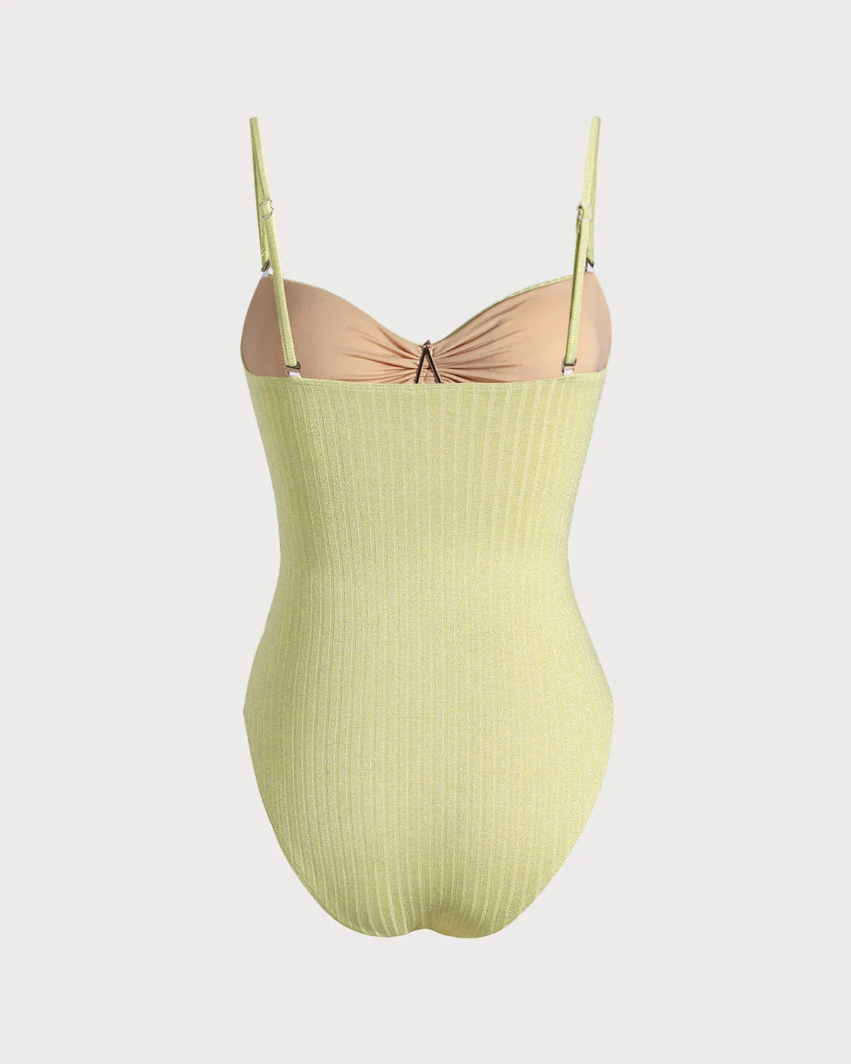 Yellow Lurex Cut Out One-Piece Swimsuit sold by rihoas product image thumbnail 2