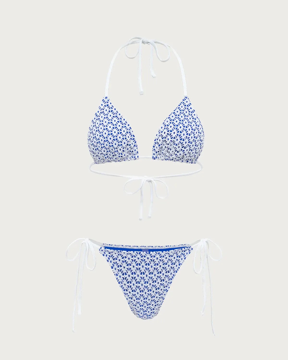 Blue Geometric Triangle Drawstring Bikini Set sold by rihoas