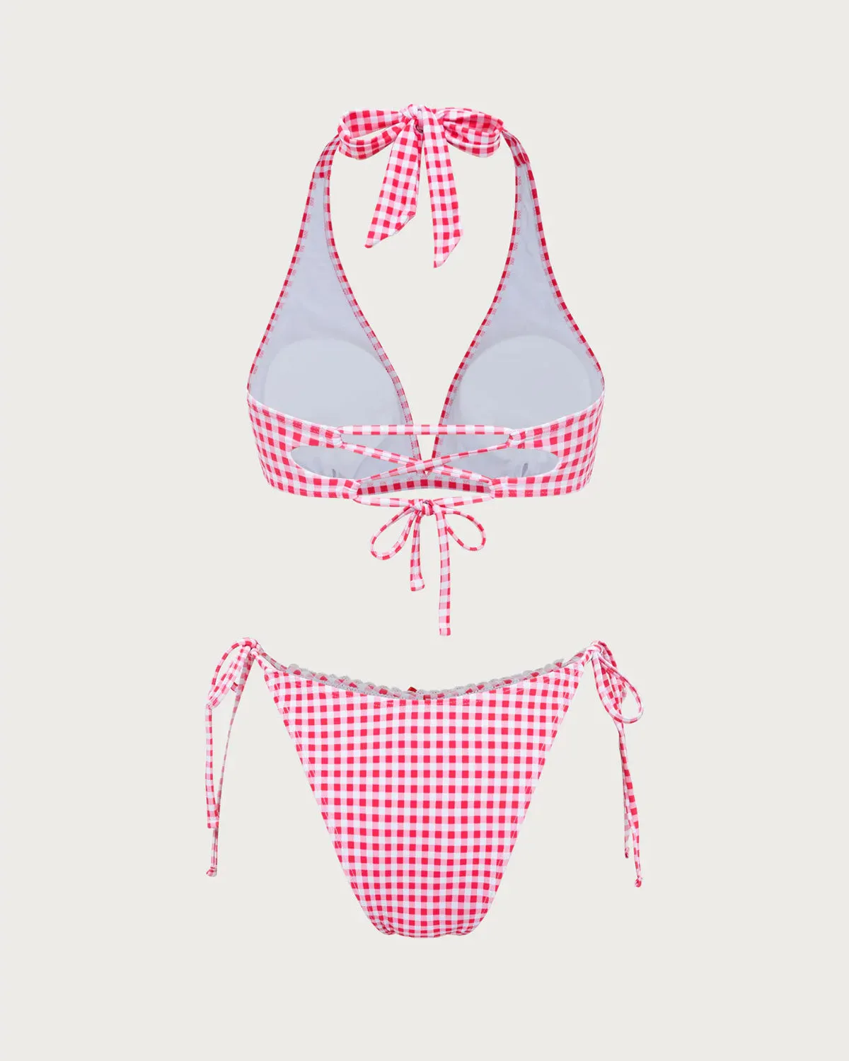 Red Plaid Drawstring Bikini Set sold by rihoas product image thumbnail 2