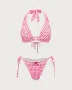 Red Plaid Drawstring Bikini Set sold by rihoas