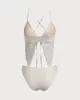 Beige Cutout Lace-Up Tankini Swimsuit sold by rihoas