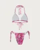 Pink Floral Drawstring Halter Bikini Set sold by rihoas