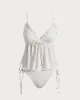 White V Neck Tankini Swimsuit sold by rihoas