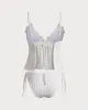 White V Neck Tankini Swimsuit sold by rihoas