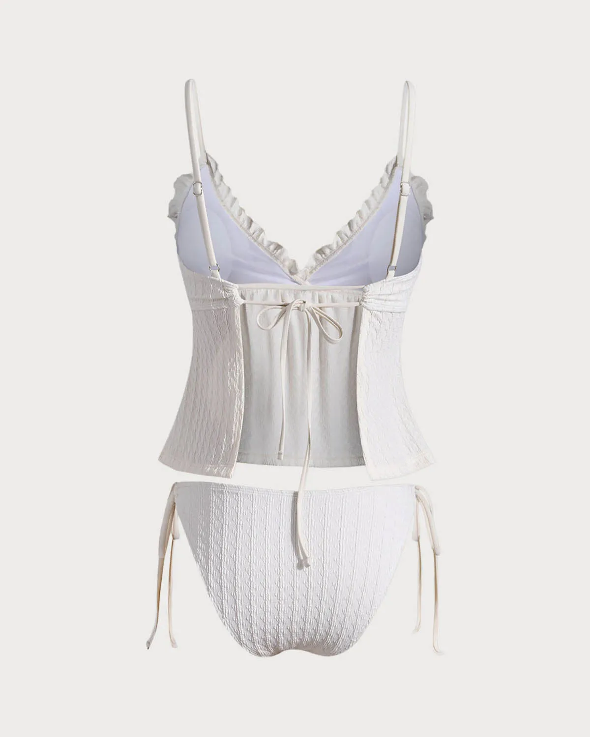 White V Neck Tankini Swimsuit sold by rihoas product image thumbnail 2