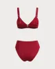 Red Square Neck O-Ring Bikini Set sold by rihoas