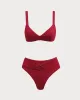 Red Square Neck O-Ring Bikini Set sold by rihoas