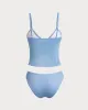 Blue Lurex V Neck Tankini Swimsuit sold by rihoas