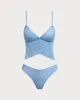 Blue Lurex V Neck Tankini Swimsuit sold by rihoas