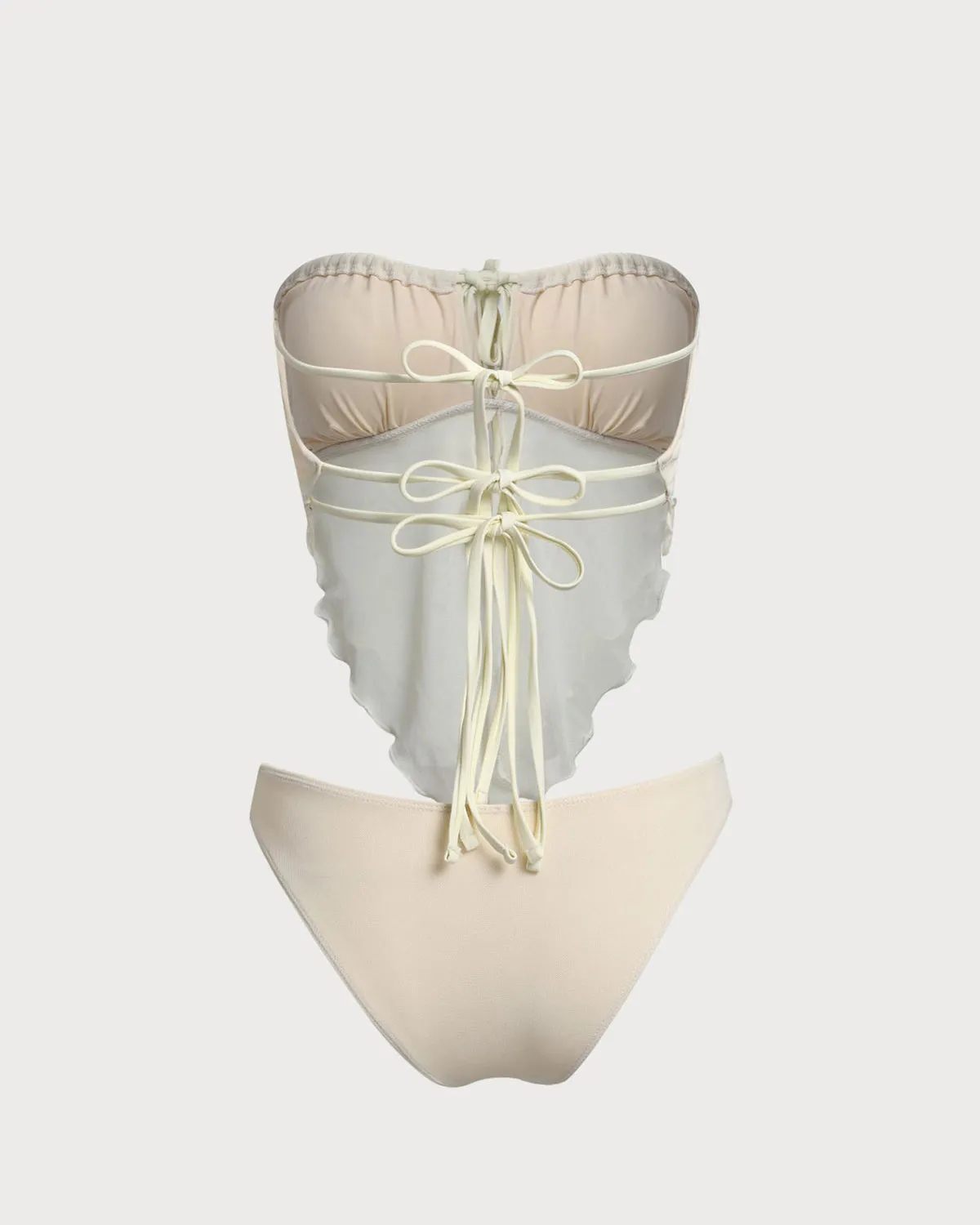 White Mesh Ruched Tankini Swimsuit sold by rihoas product image thumbnail 3