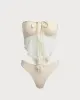 White Mesh Ruched Tankini Swimsuit sold by rihoas