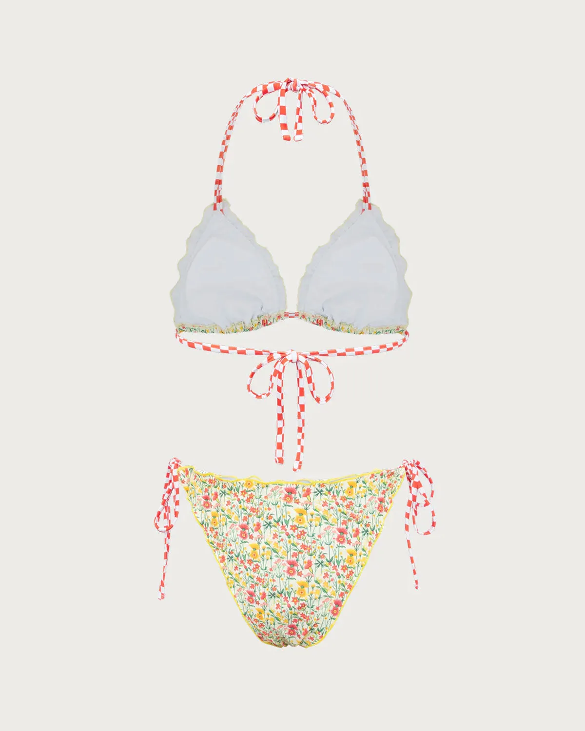 Yellow Floral Ruched Ruffle Bikini Set sold by rihoas product image thumbnail 2