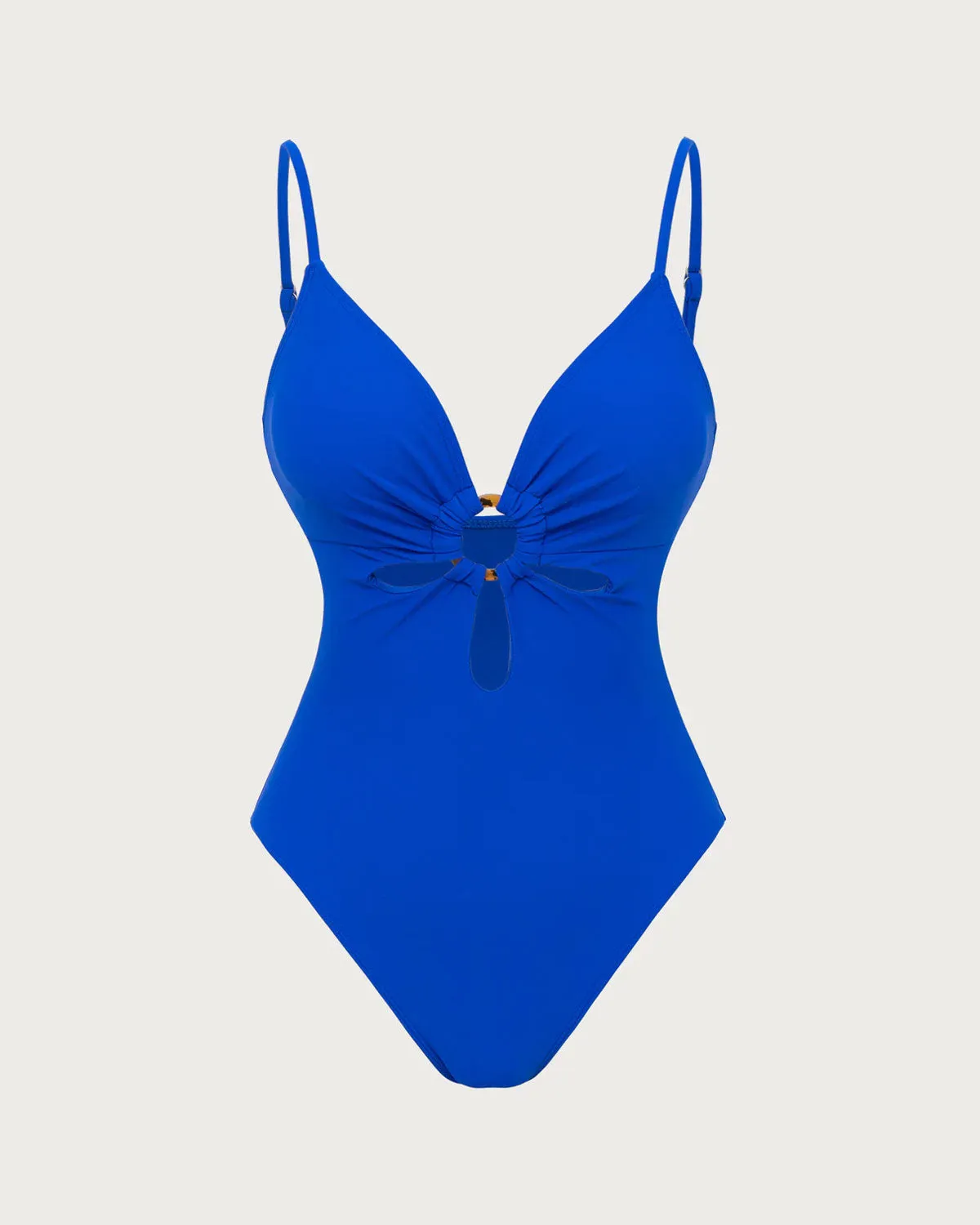 Blue V Neck O-Ring One-Piece Swimsuit sold by rihoas