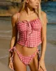 Red Plaid Tie Front Tankini Swimsuit sold by rihoas