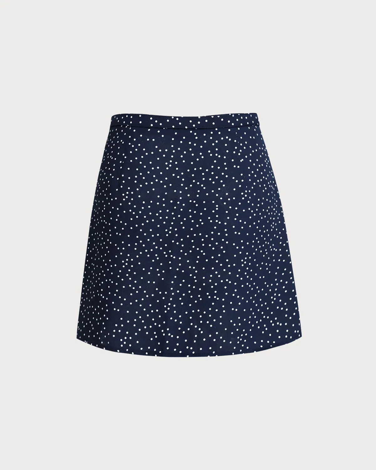 Navy Polka Dot Wrap Mini Skirt sold by rihoas product image thumbnail 2