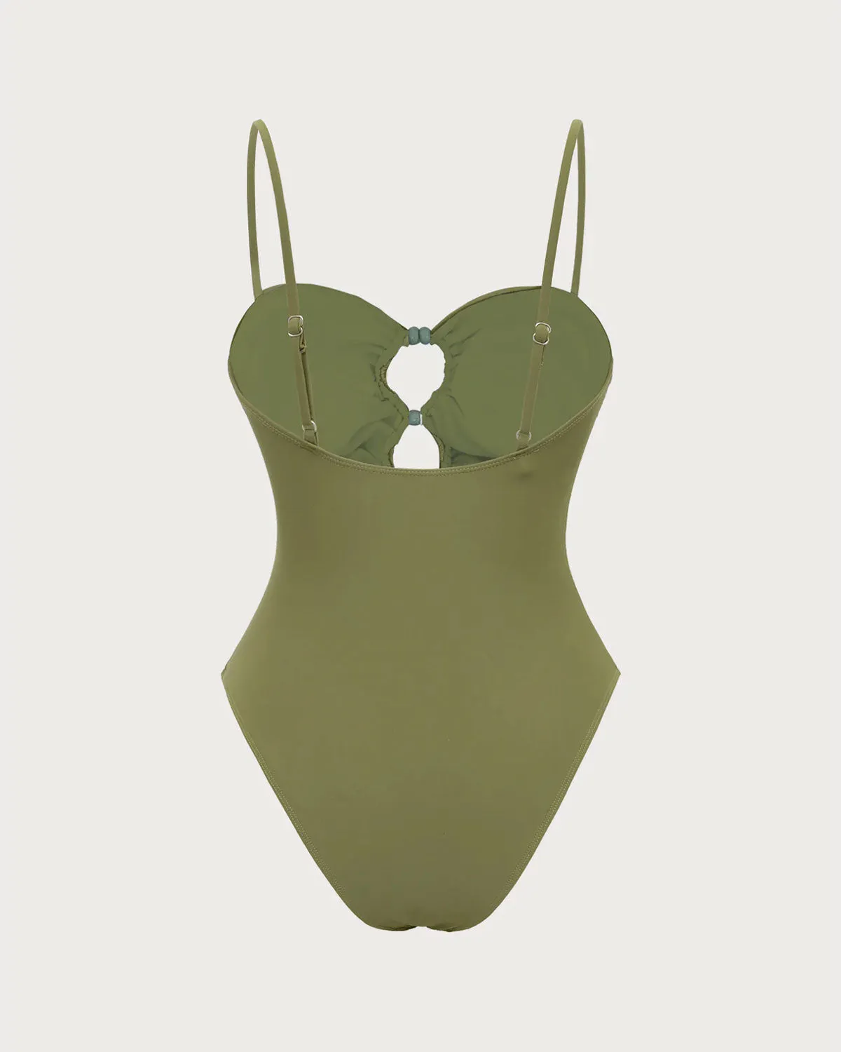 Green Ruched Cutout One-Piece Swimsuit sold by rihoas product image thumbnail 2
