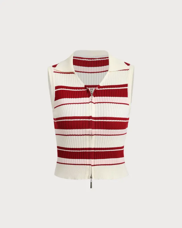 Red Striped Knit Tank Top sold by rihoas