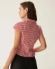 Red Plaid Cap Sleeve Button Blouse sold by rihoas