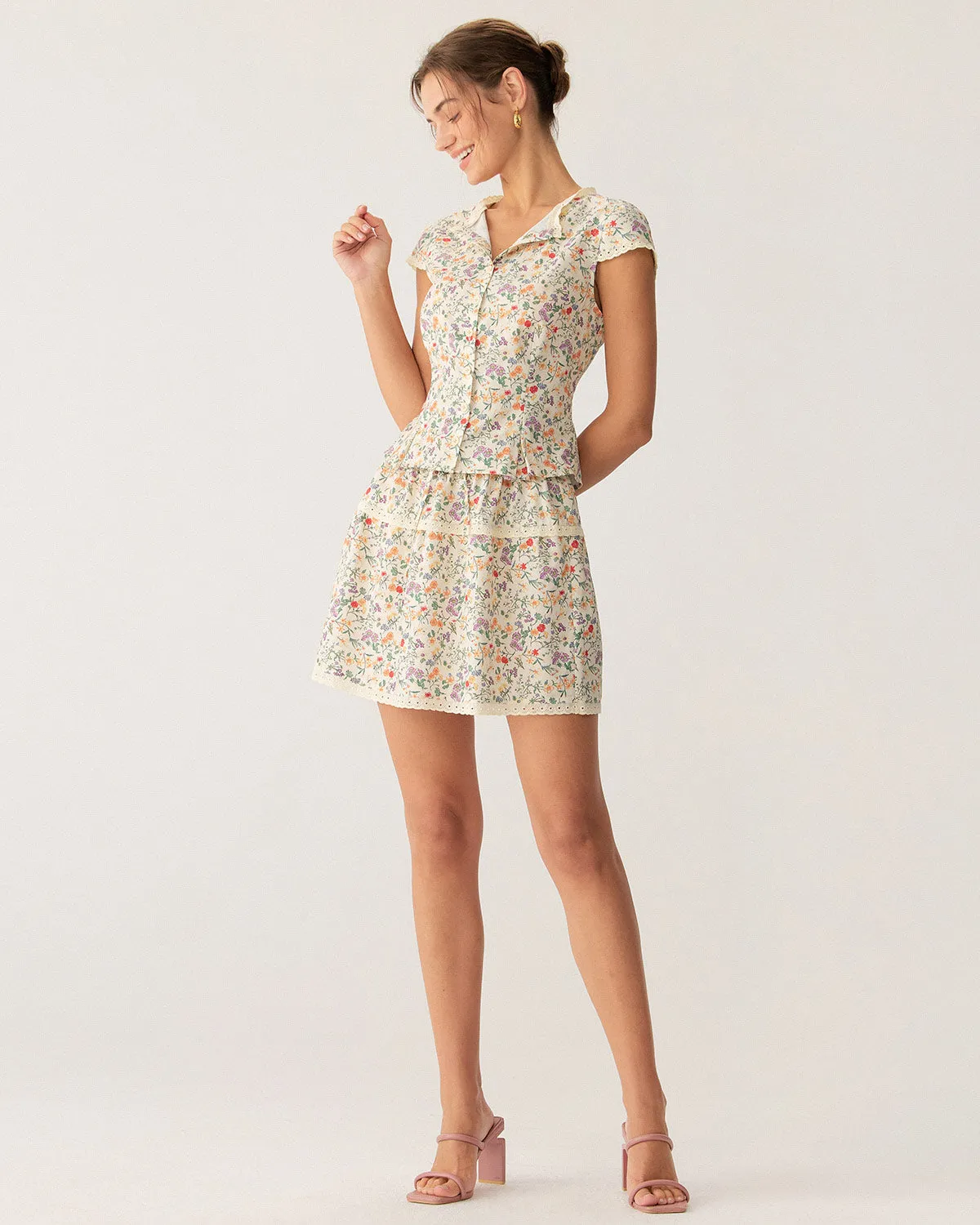 Round Neck Floral Button Blouse sold by rihoas product image thumbnail 4