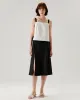 White Contrast Square Neck Tank Top sold by rihoas