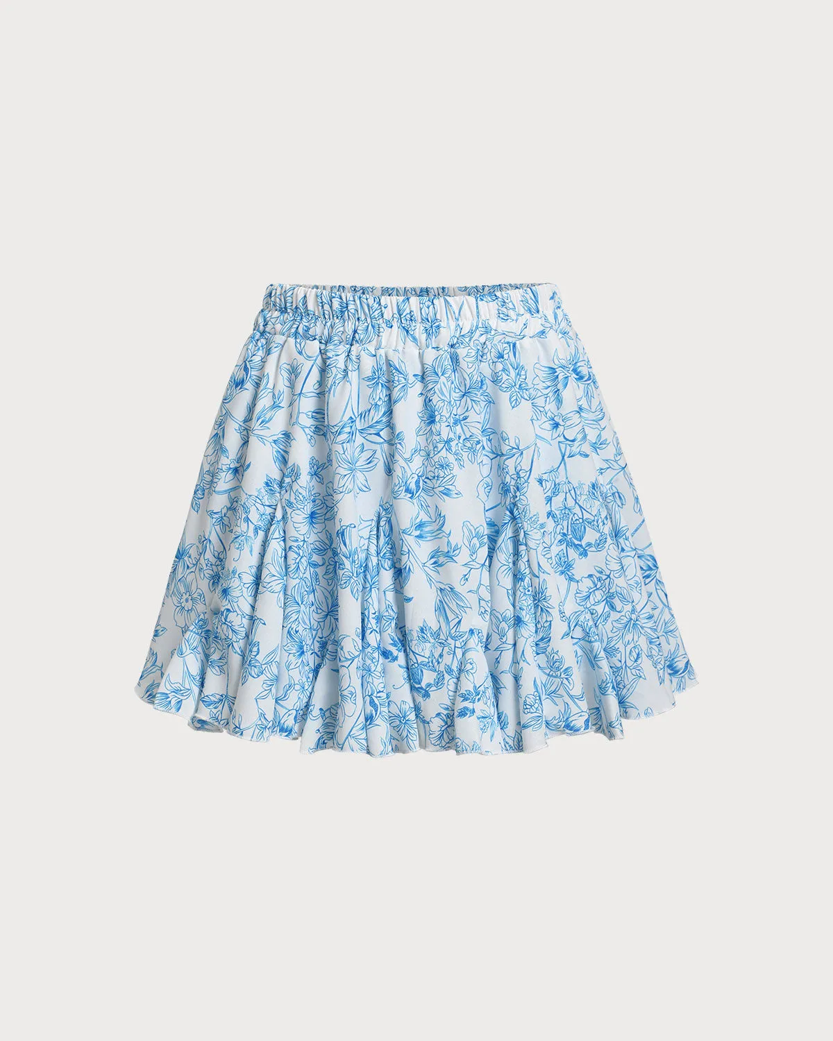 Blue Floral Elastic Waist Mini Skirt sold by rihoas product image thumbnail 3