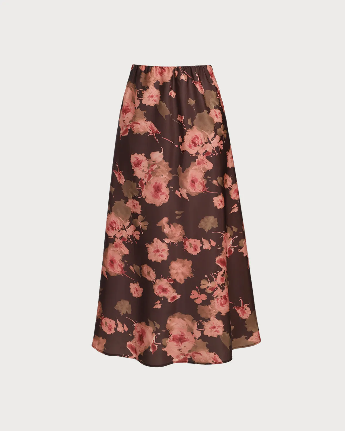 Brown Floral Straight Midi Skirt sold by rihoas