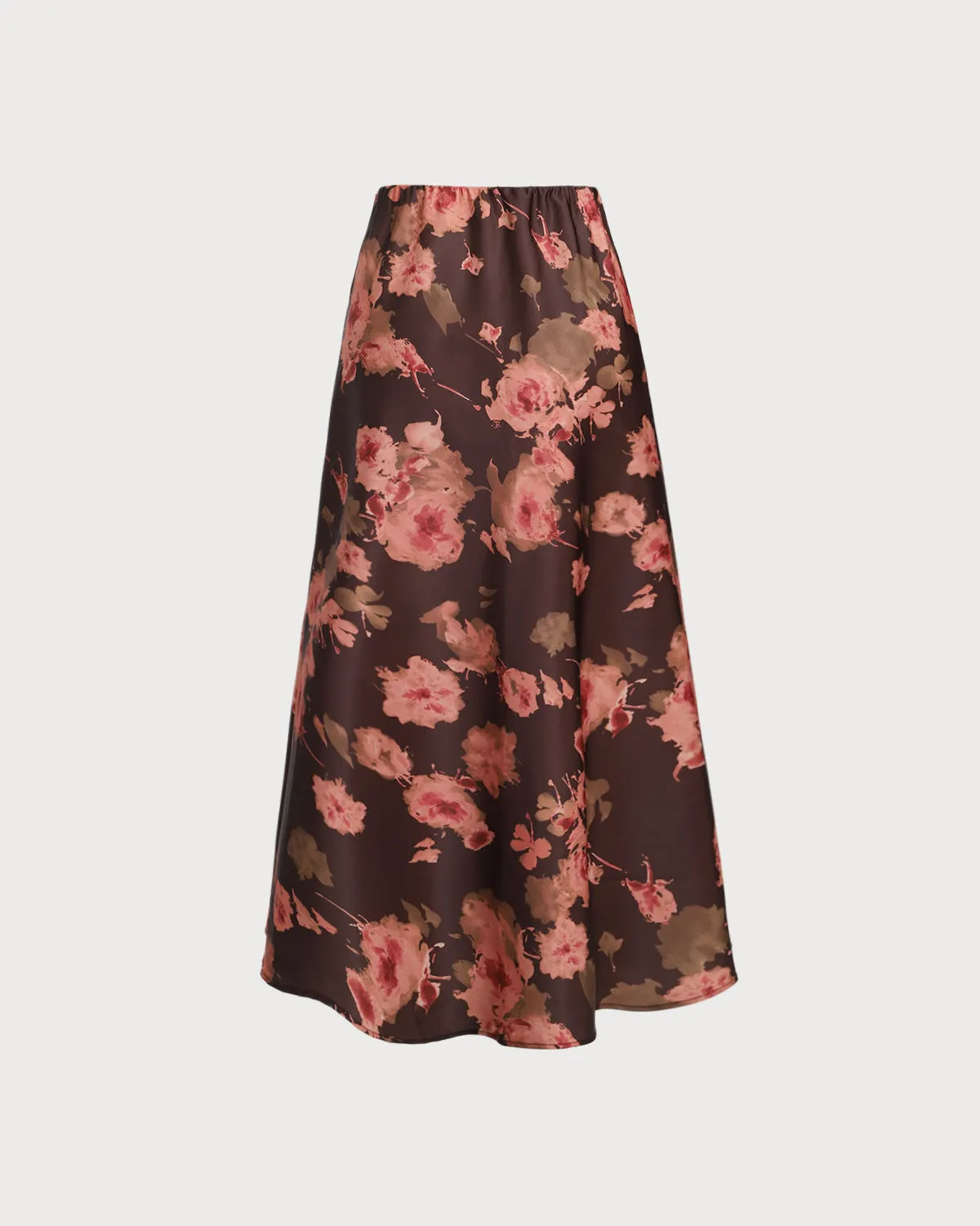 Brown Floral Straight Midi Skirt sold by rihoas product image thumbnail 2