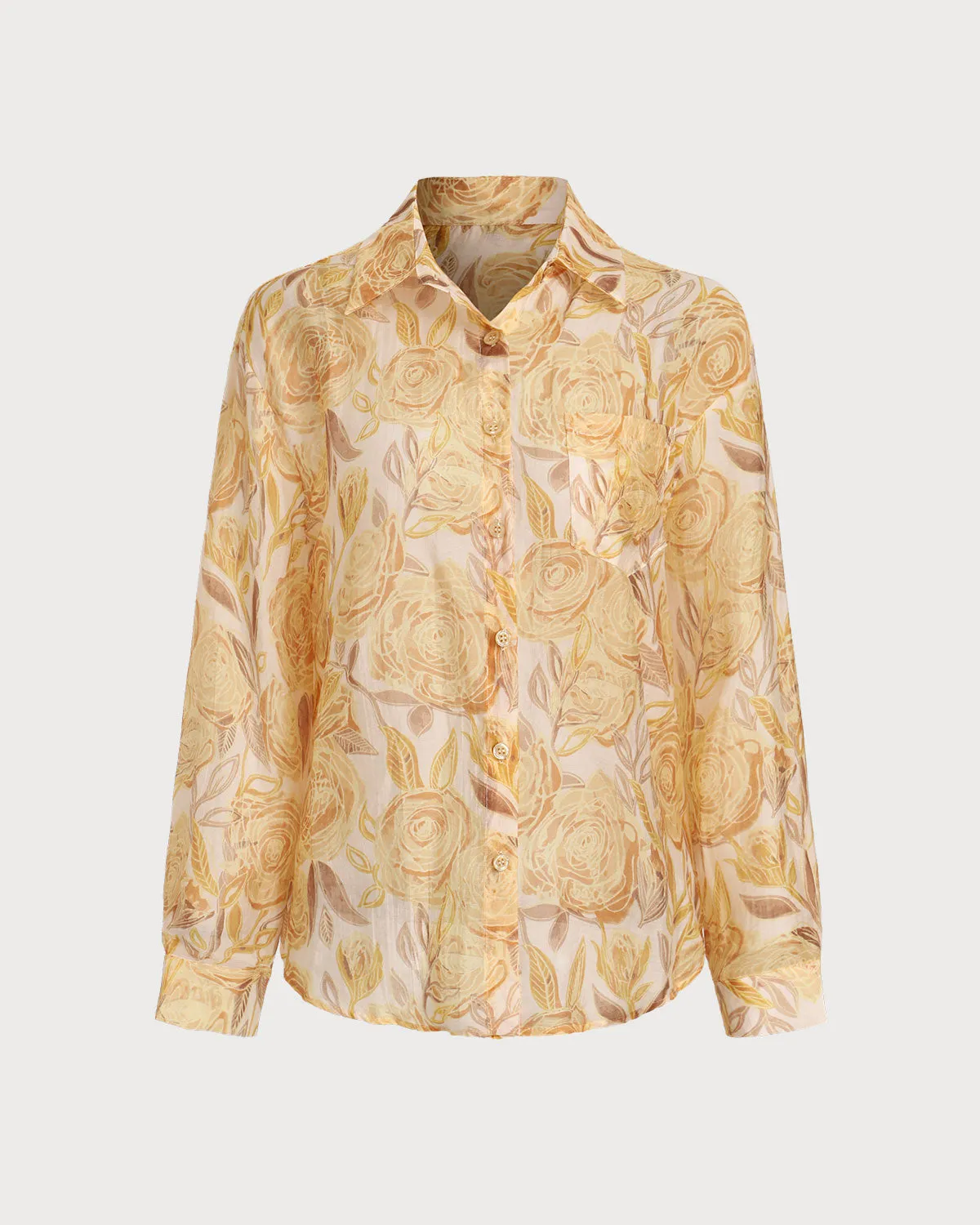 Yellow Floral Lyocell Shirt sold by rihoas