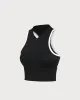 Black Round Neck Zipper Yoga Tank Top - Light Support sold by rihoas