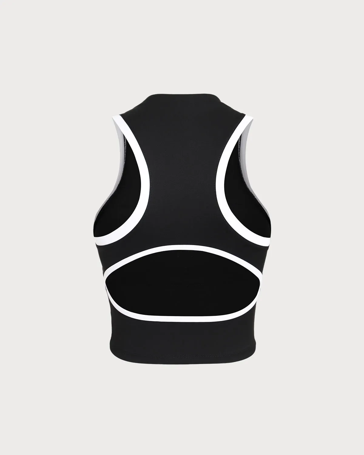 Black Round Neck Zipper Yoga Tank Top - Light Support sold by rihoas product image thumbnail 3