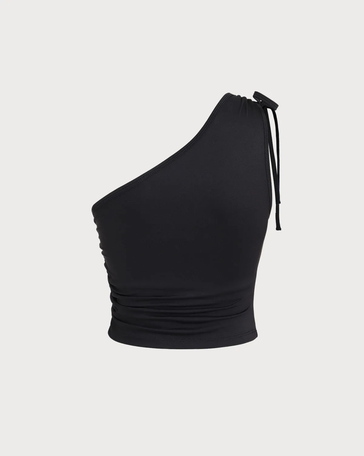 Black One Shoulder Yoga Tank Top sold by rihoas product image thumbnail 2