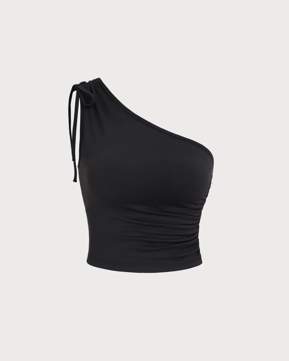 Black One Shoulder Yoga Tank Top sold by rihoas