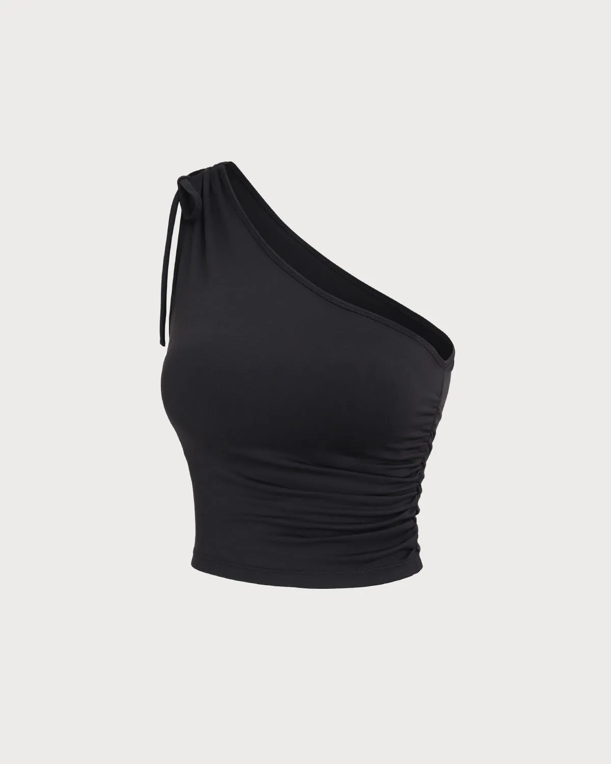 Black One Shoulder Yoga Tank Top sold by rihoas product image thumbnail 3