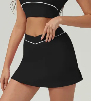 Black High Stretch A-Line Yoga Skirt sold by rihoas product image thumbnail 5