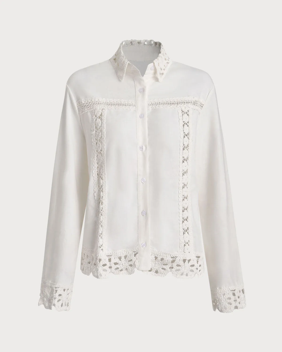 White Textured Crochet Shirt sold by rihoas